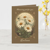 Daisy Art Nouveau Elegance Birth Month Flower カード (黄色い花)