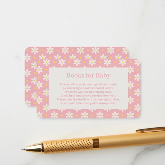 Daisy Baby Shower Book Request エンクロージャーカード (正面/裏面インサイチュ)