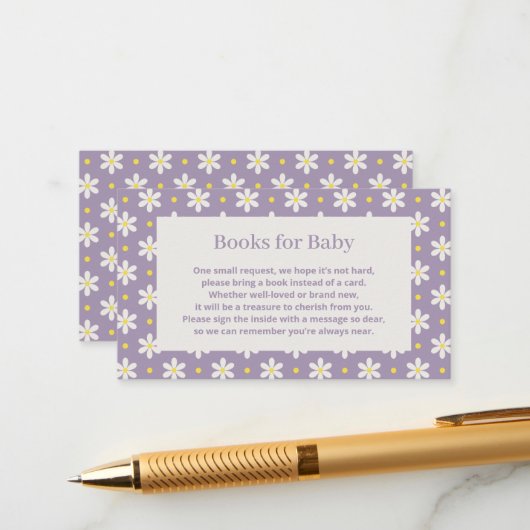 Daisy Baby Shower Book Request エンクロージャーカード (正面/裏面インサイチュ)