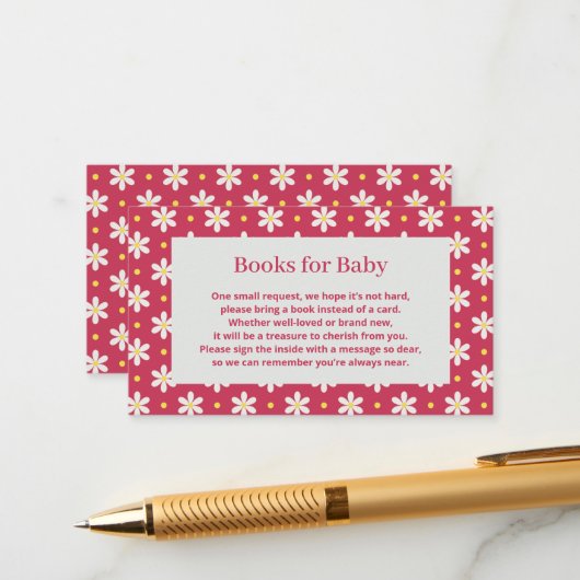 Daisy Baby Shower Book Request エンクロージャーカード (正面/裏面インサイチュ)
