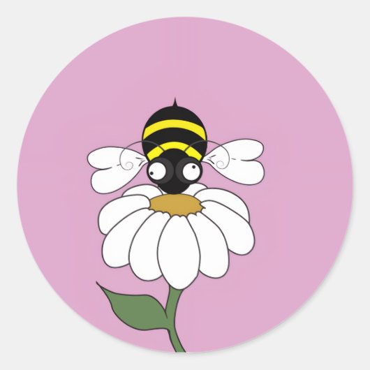 Daisy Bee Round Sticker ラウンドシール (正面)