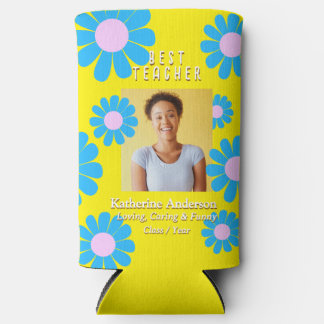 Daisy Best Teacher Photo Yellow スリム缶クーラー