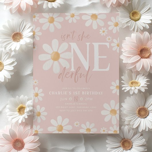 Daisy Birthday Invitation, Onederful Daisy 1st Bir 招待状
