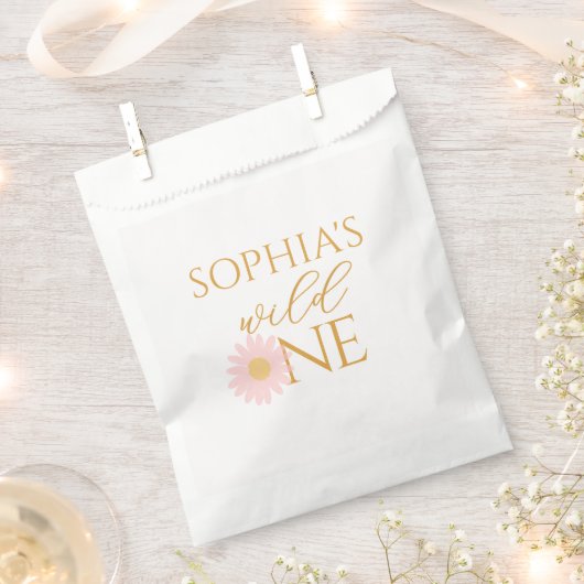 Daisy Birthday Party Bohmian Wild One 1st Birthday フェイバーバッグ (クリップ留めされた状態)