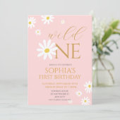 Daisy Birthday Party Bohmian Wild One 1st Birthday 招待状 (スタンド正面)