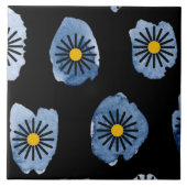 Daisy Black Ceramic Tile タイル (正面)