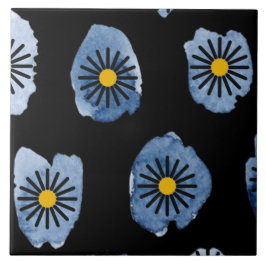 Daisy Black Ceramic Tile タイル