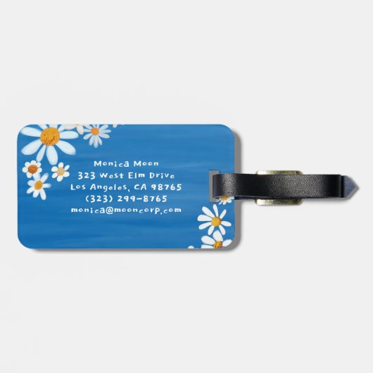Daisy Bouquet Handpainted Gouache Custom Name ラゲッジタグ (裏面横)