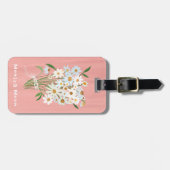 Daisy Bouquet Handpainted Gouache Custom Name ラゲッジタグ (正面横)