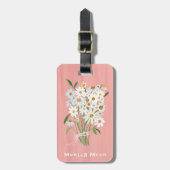 Daisy Bouquet Handpainted Gouache Custom Name ラゲッジタグ (正面縦)