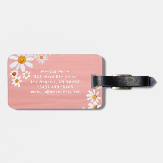 Daisy Bouquet Handpainted Gouache Custom Name ラゲッジタグ (裏面横)