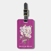 Daisy Bouquet Handpainted Gouache Custom Name ラゲッジタグ (正面縦)