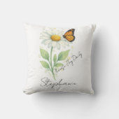 Daisy Butterfly Throw Pillow - Inspirational Decor クッション (正面)
