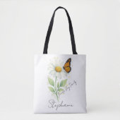 Daisy Butterfly Tote Bag - Eco-Friendly Style トートバッグ (正面)