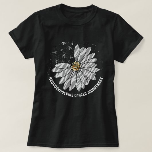 Daisy Butterfly Zebra Ribbon Neuroendocrine Cancer Tシャツ (デザイン正面)