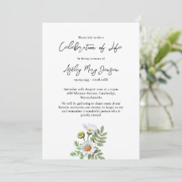 Daisy Celebration of Life Funeral 招待状