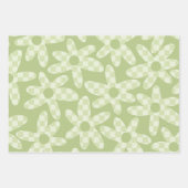 Daisy Check Sage Green Retro Modern Pattern ラッピングペーパーシート (正面3)