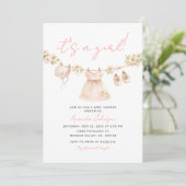 Daisy Clothesline Baby Girl Shower Invite 招待状 (スタンド正面)