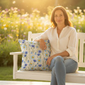 Daisy Cornflower Bluebell Floral Botanical Accent クッション