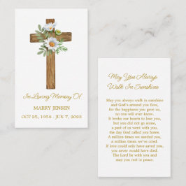 Daisy Cross Memorial Funeral Prayer Card 名刺