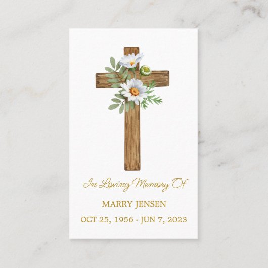 Daisy Cross Memorial Funeral Prayer Card 名刺 (正面)