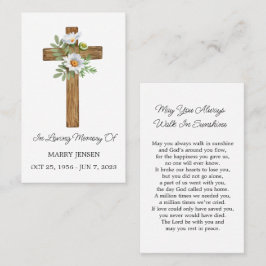 Daisy Cross Memorial Funeral Prayer Card 名刺