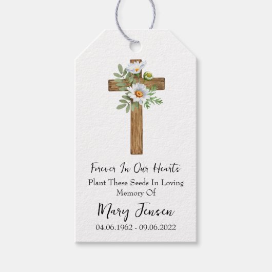 Daisy Cross Memorial Funeral Seed Packet  ギフトタグ (正面)