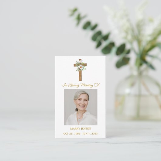 Daisy Cross Memorial Photo Funeral Prayer Card 名刺 (スタンド正面)
