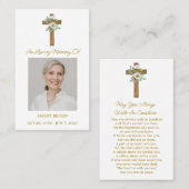 Daisy Cross Memorial Photo Funeral Prayer Card 名刺 (正面/裏面)