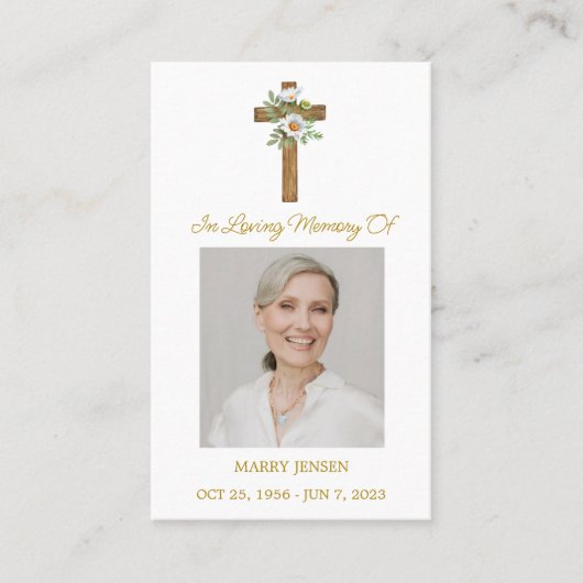 Daisy Cross Memorial Photo Funeral Prayer Card 名刺 (正面)