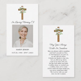 Daisy Cross Memorial Photo Funeral Prayer Card 名刺