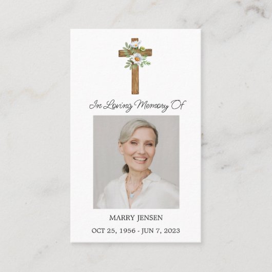 Daisy Cross Memorial Photo Funeral Prayer Card 名刺 (正面)