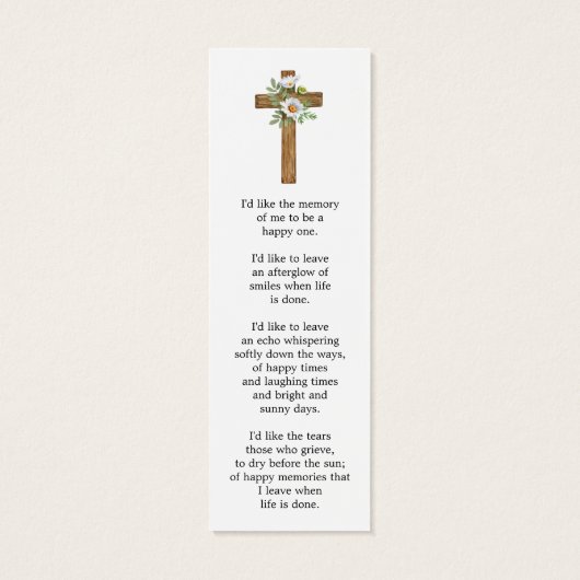 Daisy Cross Photo Funeral Bookmark (裏面)