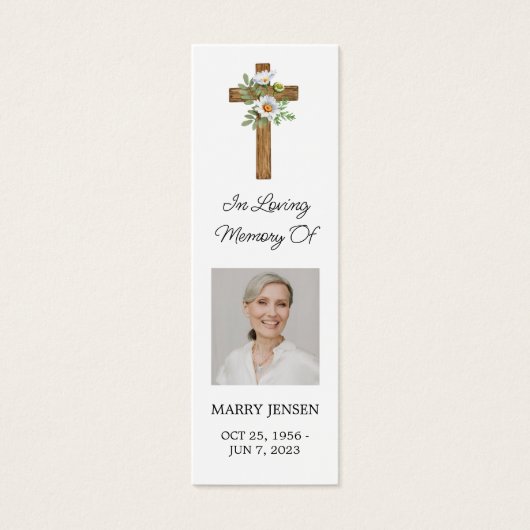 Daisy Cross Photo Funeral Bookmark (正面)