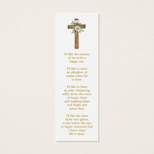 Daisy Cross Photo Funeral Bookmark (裏面)
