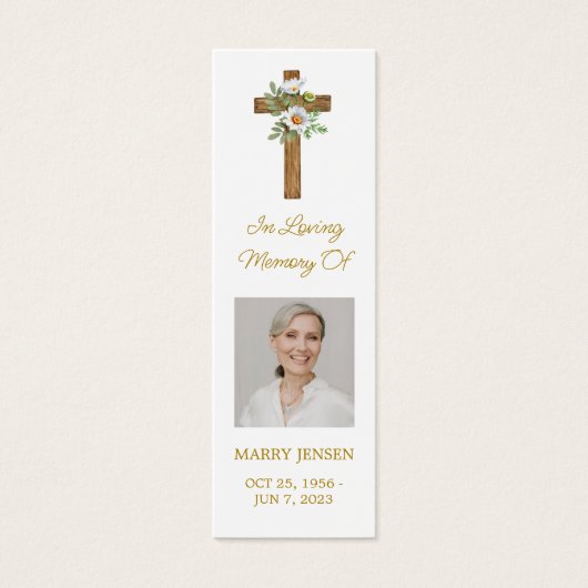 Daisy Cross Photo Funeral Bookmark (正面)