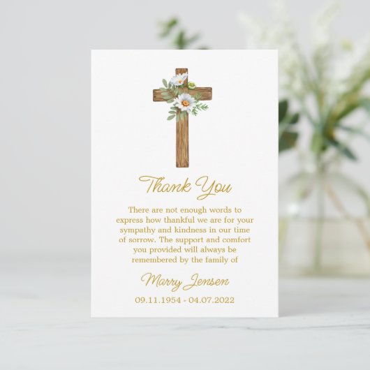 Daisy Cross Sympathy Thank You Card サンキューカード (スタンド正面)