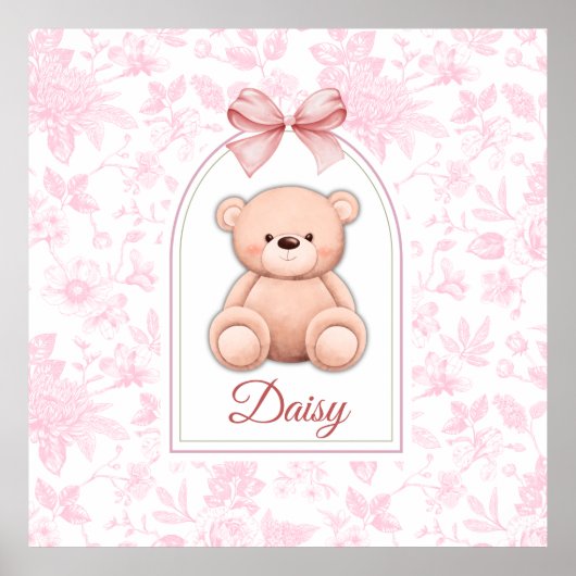 Daisy | Custom Pink Teddy Bear Nursery Design  ポスター (正面)