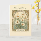 Daisy Day Whimsical Art Nouveau Style カード (黄色い花)