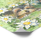 Daisy Dogs Yorkie Puppies Poster Print ポスター (角)