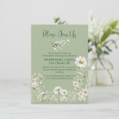 Daisy Earthy Sage & Botanical Greenery Wedding エンクロージャーカード (スタンド正面)