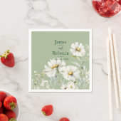 Daisy Earthy Sage & Botanical Greenery Wedding スタンダードカクテルナプキン (インサイチュ)