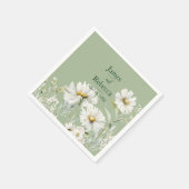 Daisy Earthy Sage & Botanical Greenery Wedding スタンダードカクテルナプキン (角)