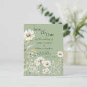 Daisy Earthy Sage & Botanical  Save the Date ポストカード (スタンド正面)