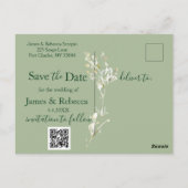 Daisy Earthy Sage & Botanical  Save the Date ポストカード (裏面)