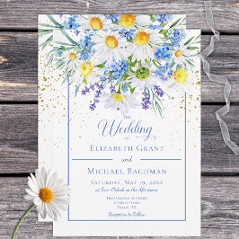 Daisy & Field Flowers Bouquet Wedding Invitation 招待状