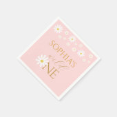 Daisy Floral Blush Wild One Girl 1st Birthday スタンダードカクテルナプキン (角)