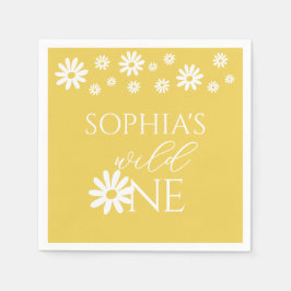 Daisy Floral Blush Wild One Girl 1st Birthday スタンダードカクテルナプキン