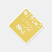 Daisy Floral Blush Wild One Girl 1st Birthday スタンダードカクテルナプキン (角)