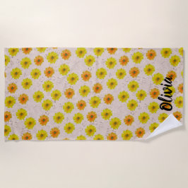 Daisy floral bouquet ビーチタオル